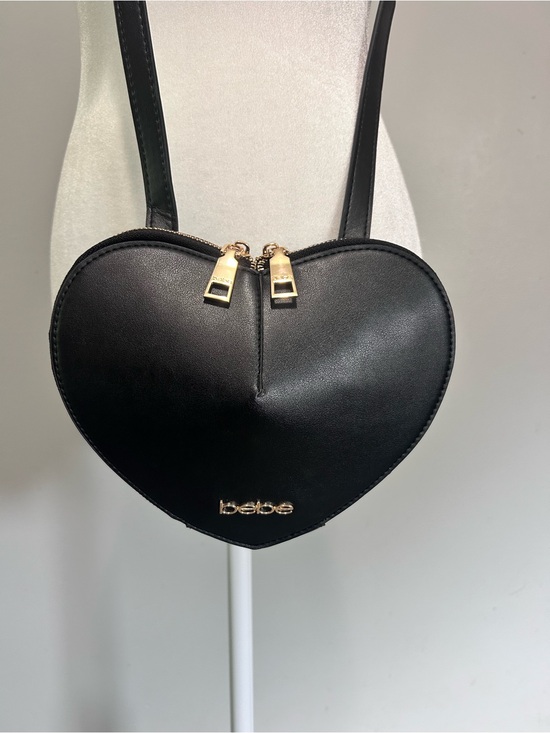 bebe Handbags - bebe Black Heart-Shaped Crossbody with Gold Hardware